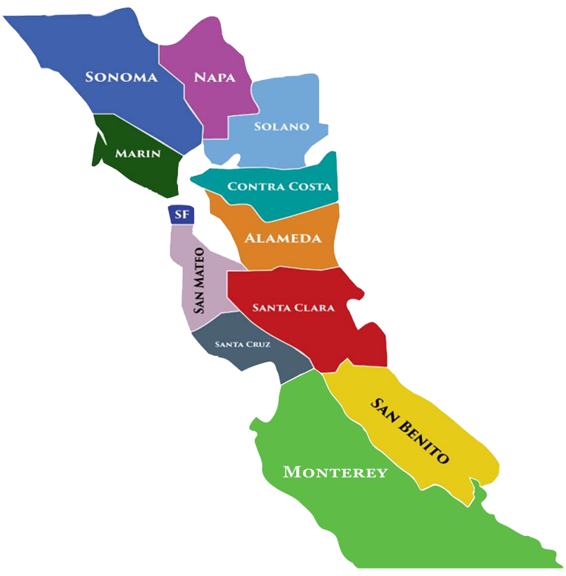 Bar Area Region County Map