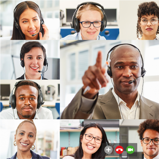 photos of customer service representatives laid out in a grid photos of customer service representatives laid out in a grid